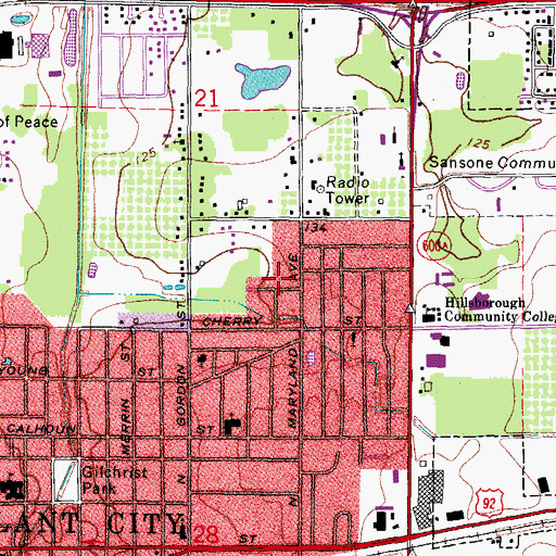 Topographic Map of Mimosa Park, FL