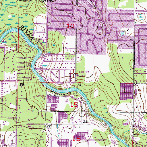 Topographic Map of Mobile Riviera, FL