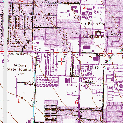 Topographic Map of El Dorado Mobile Home Resort, AZ