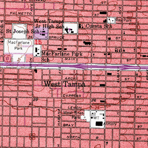 Topographic Map of Moneta, FL