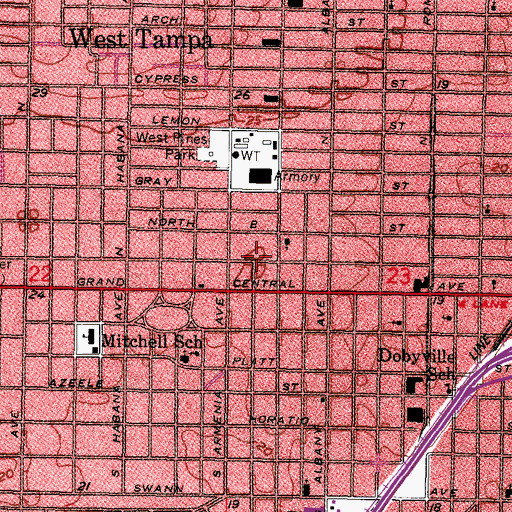 Topographic Map of Moody Heights, FL