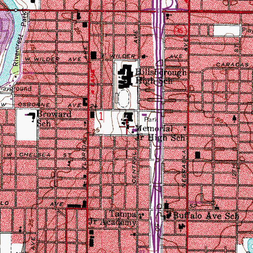 Topographic Map of Mooreland, FL