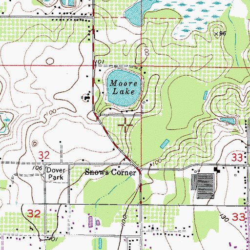 Topographic Map of Moores Lake Grove, FL