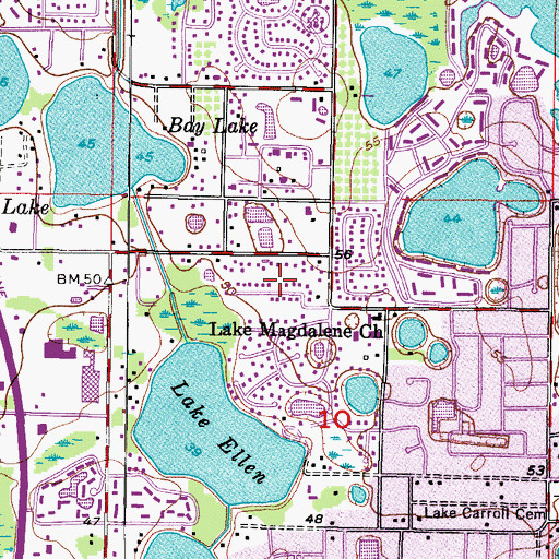 Topographic Map of Moran Groves, FL