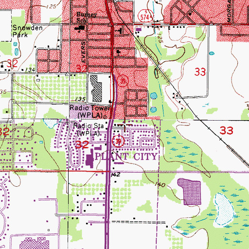 Topographic Map of Morrell Park, FL