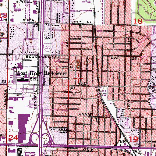 Topographic Map of Newcastle Heights, FL