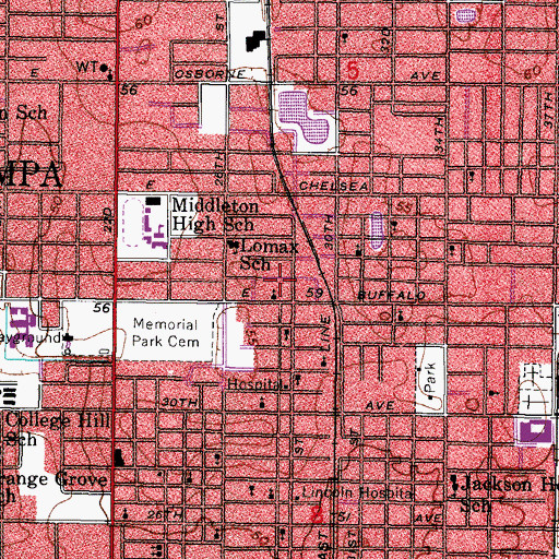 Topographic Map of North Campobello, FL