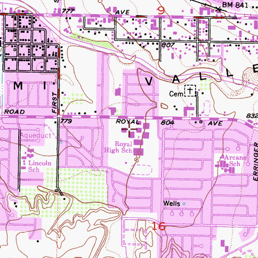 Topographic Map of Royal High School, CA