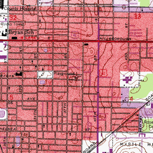Topographic Map of Oak Gardens, FL