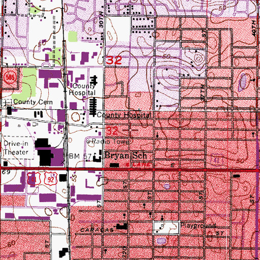 Topographic Map of Oak Heights, FL