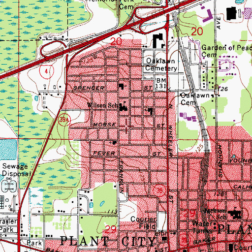 Topographic Map of Oak Hill, FL