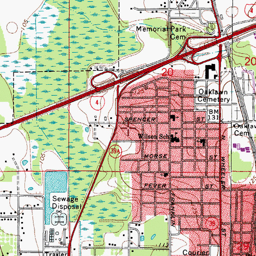 Topographic Map of Oak Park Heights, FL