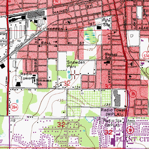 Topographic Map of Oak Pointe, FL