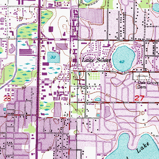 Topographic Map of Oak Trail, FL