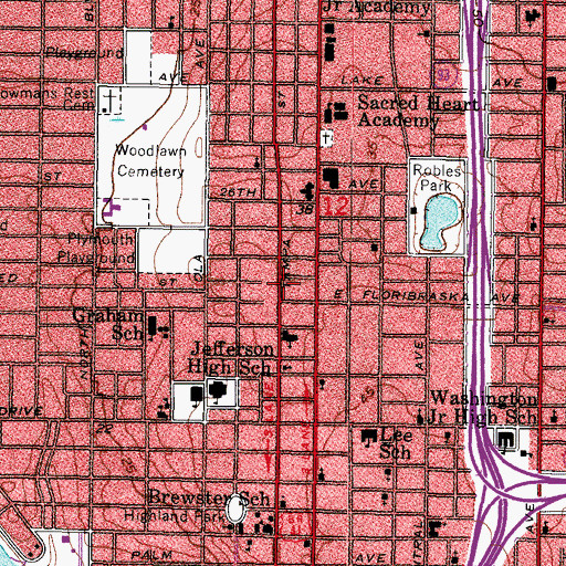 Topographic Map of Oak Villa, FL