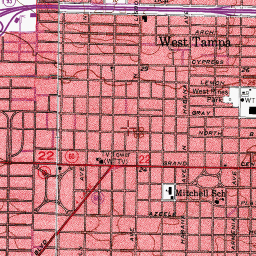 Topographic Map of Oakford, FL