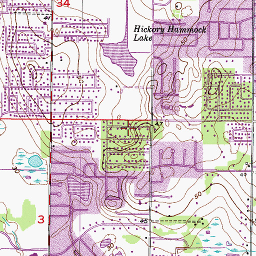 Topographic Map of Oaklan, FL