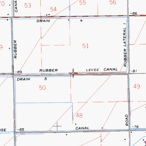 Topographic Map of Rubber Canal, CA