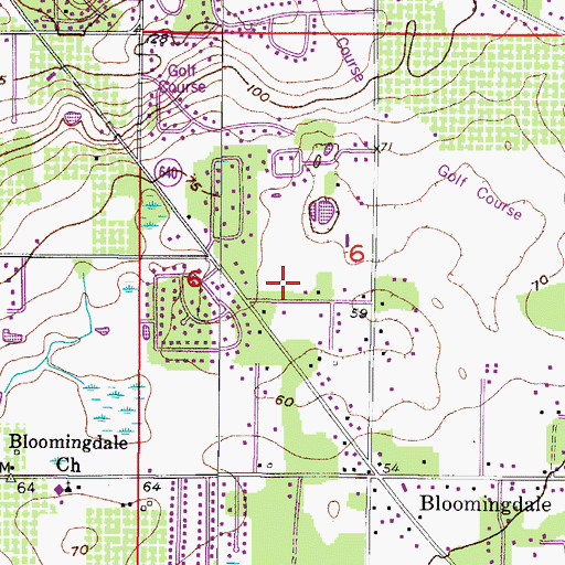 Topographic Map of Oaklane Estates, FL