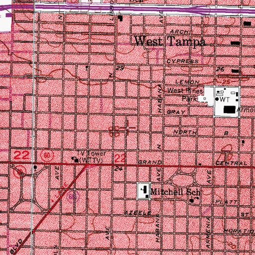 Topographic Map of Oaklyn, FL
