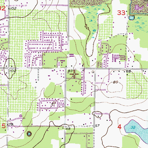 Topographic Map of Oakwood Forest, FL