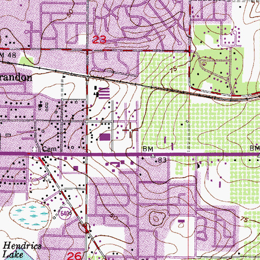 Topographic Map of Oakwood Heights, FL