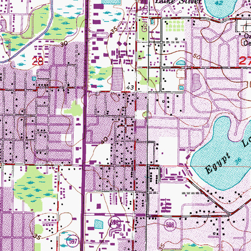 Topographic Map of Oakwood Villa, FL