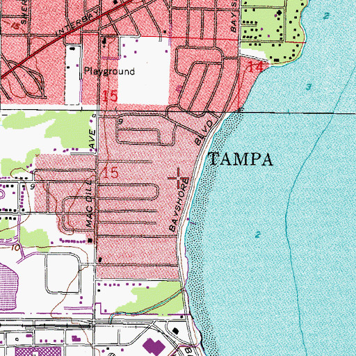 Topographic Map of Old Bayshore Point, FL