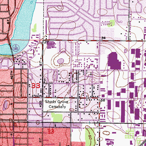 Topographic Map of Oran, FL