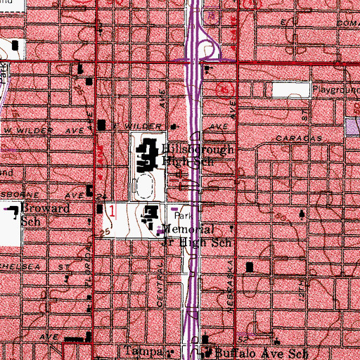 Topographic Map of Orange Heights, FL