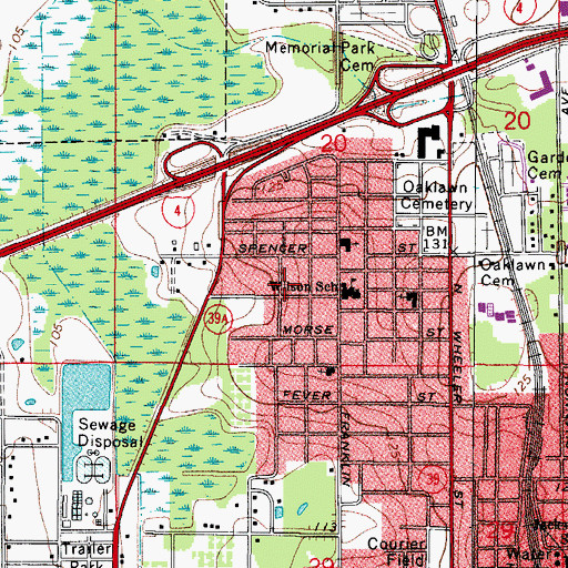 Topographic Map of Orange Heights West, FL