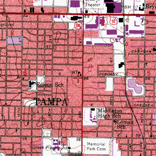 Topographic Map of Orange Wood Park, FL