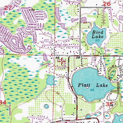Topographic Map of Orangewood Estates, FL