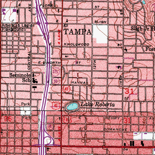 Topographic Map of Orangewood Manor, FL