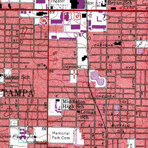 Topographic Map of Osborne Woods, FL