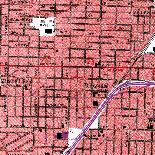 Topographic Map of Oscawana, FL