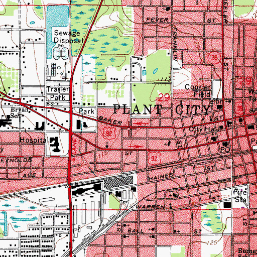 Topographic Map of Overton, FL