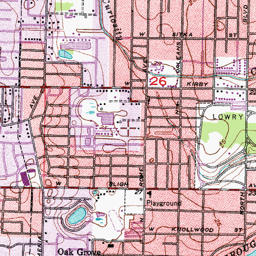 Topographic Map of Packwood Oaks, FL