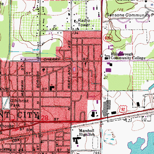 Topographic Map of Palm Heights, FL