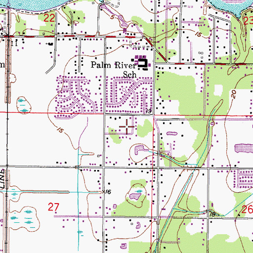 Topographic Map of Palm River Estates, FL