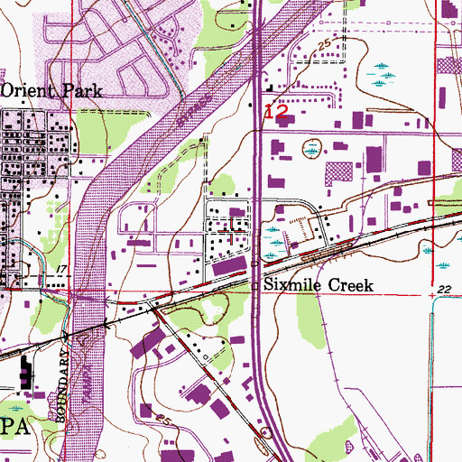 Topographic Map of Palm River Park, FL