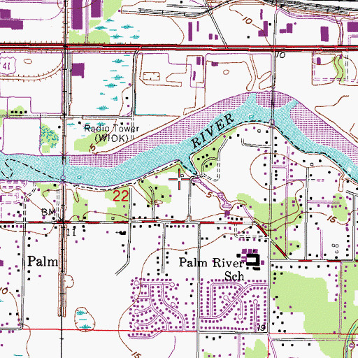 Topographic Map of Palm River Reserve, FL