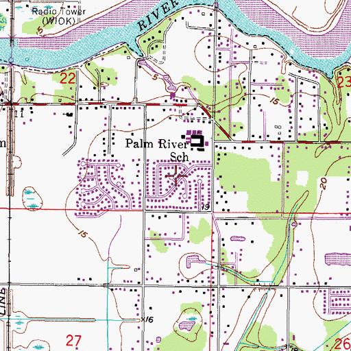 Topographic Map of Palm River Village, FL
