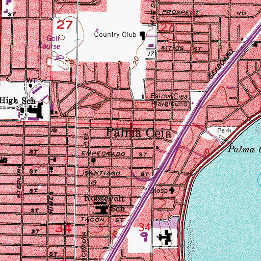 Topographic Map of Palma Ceia Park, FL