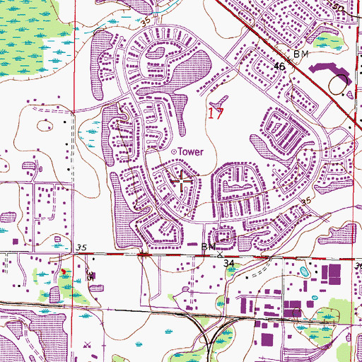 Topographic Map of Parkwood Village, FL