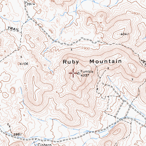 Topographic Map of Ruby Mountain, CA