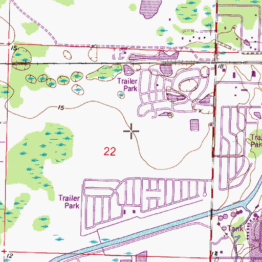 Topographic Map of Pebblebrook, FL