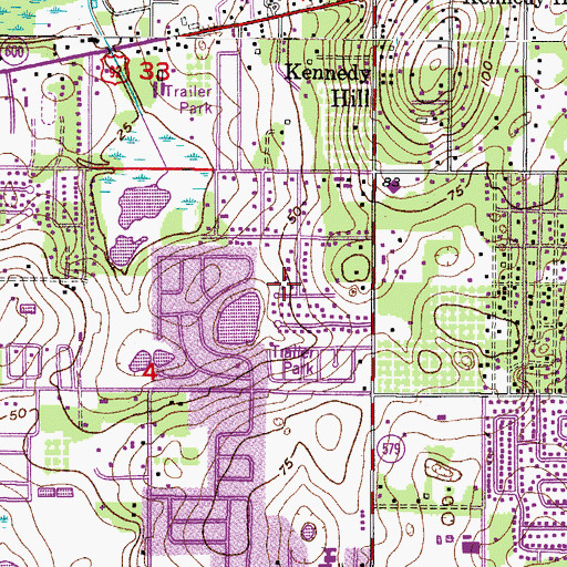 Topographic Map of Peebles Place, FL