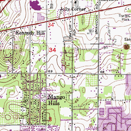 Topographic Map of Phillips Estates, FL