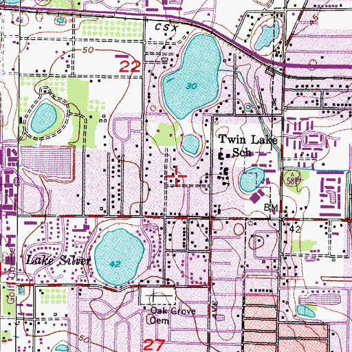 Topographic Map of Waters Avenue Estates, FL
